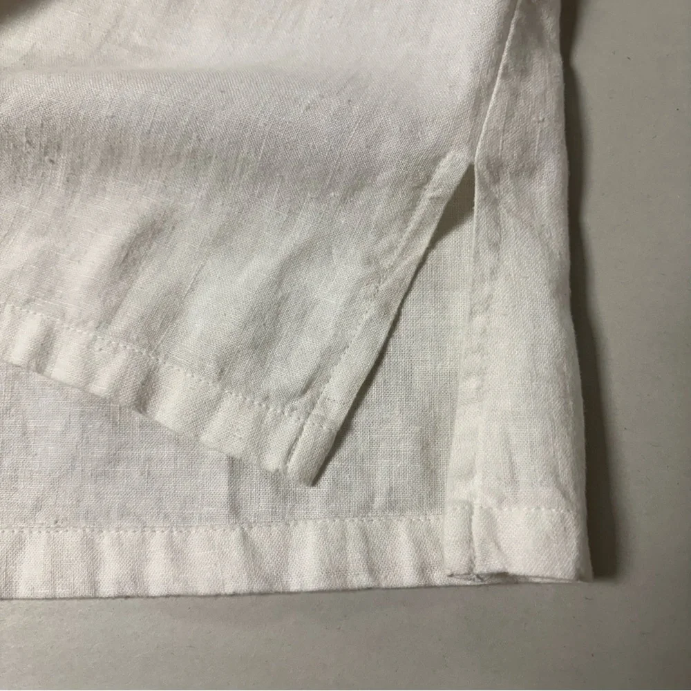 White Embroidered Womens Linen Tank Top Small - Picture 10 of 11